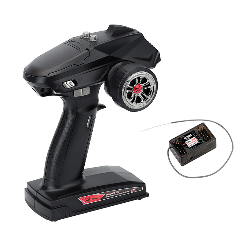 Émetteur INJORA 6CH 2.4GHz Avec Récepteur Gyroscopique – Pour RC Crawler, Bateaux, Chars, 1/8 Et 1/10