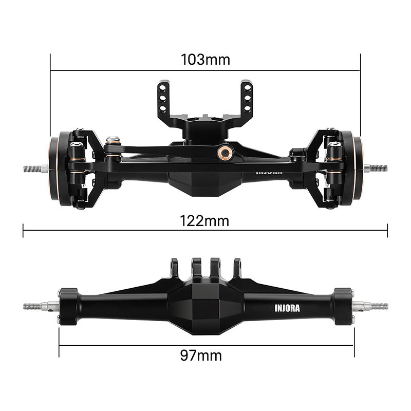 INJORA +4mm Diamond Axles with Brass Steering Knuckles for 1