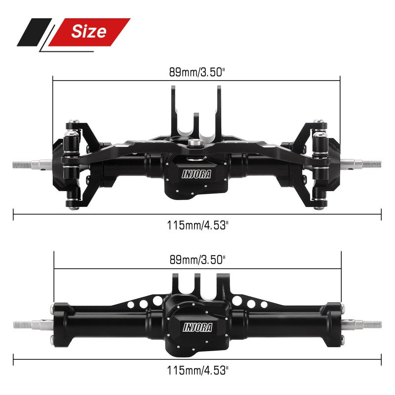 INJORA CNC Aluminum Front Rear Axles for 1/18 TRX4M, Stock