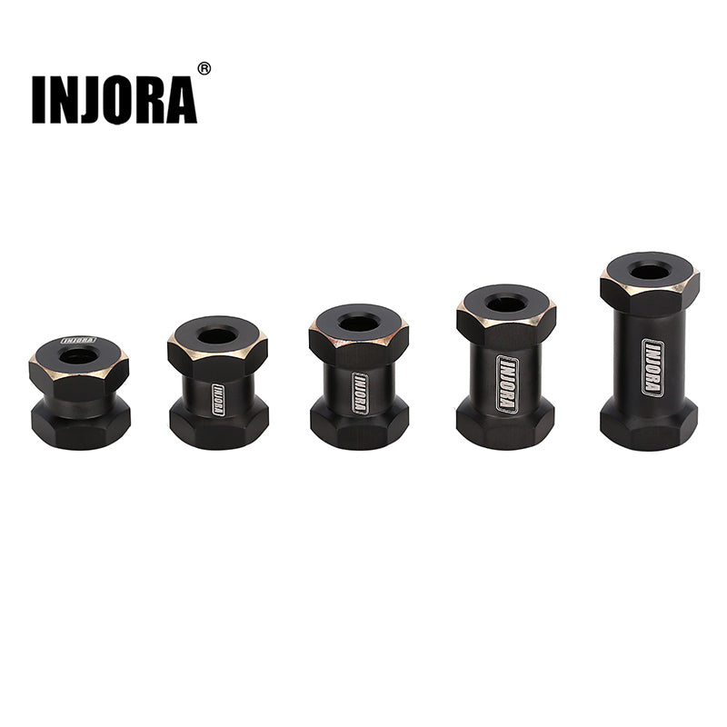 INJORA 4PCS 12mm Black Coating Brass Wheel Hex Hub Extenders for SCX10