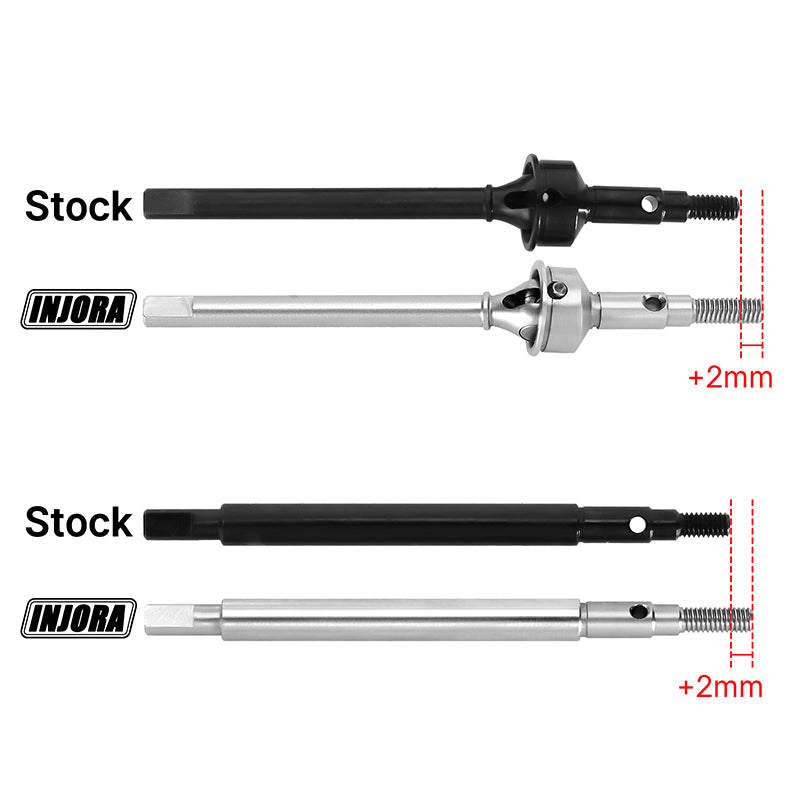 INJORA +2mm Thread Stainless Steel Axle Shafts for Stock