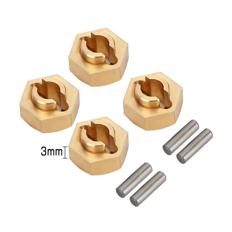 4Pcs 7mm Brass Hex Wheel Hubs & Extensions For Axial SCX24 RC Crawler - AXI00001 AXI00002 AXI90081