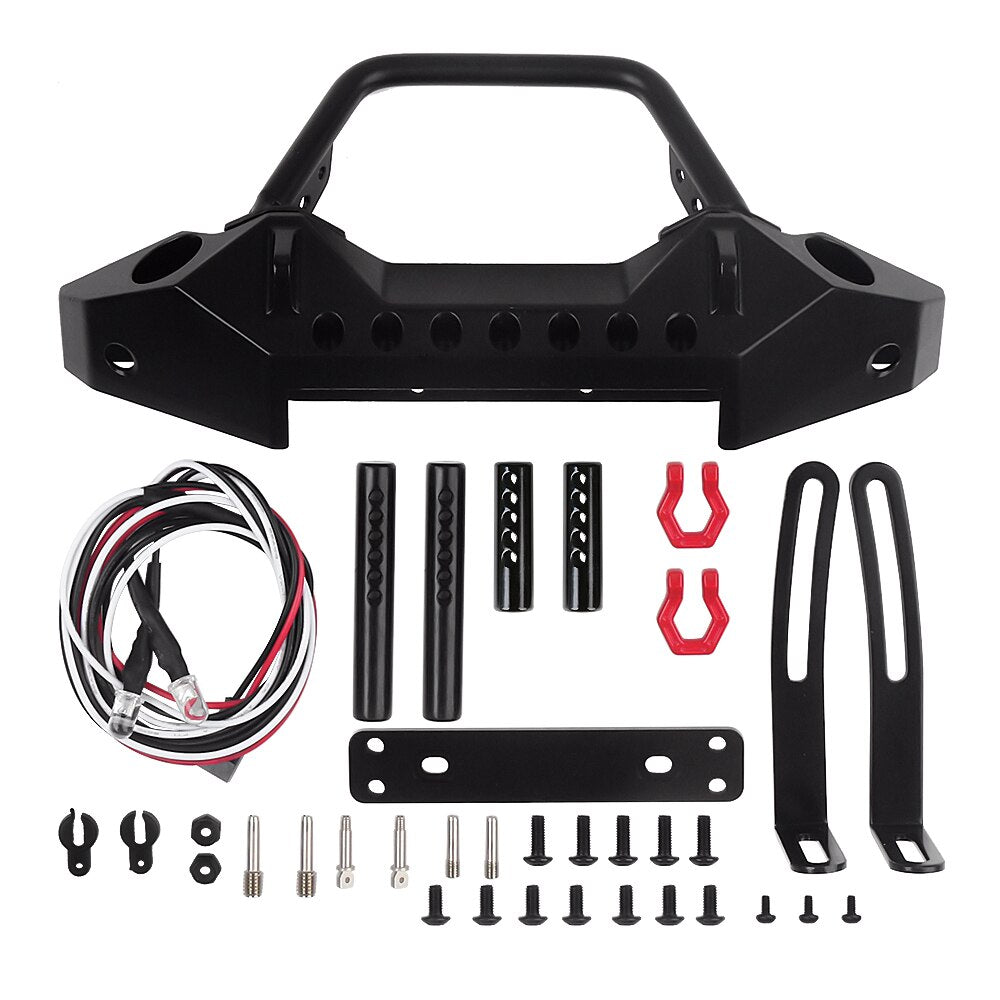 INJORA Metal Front Bumper with LED Lights for SCX10 II TRX4