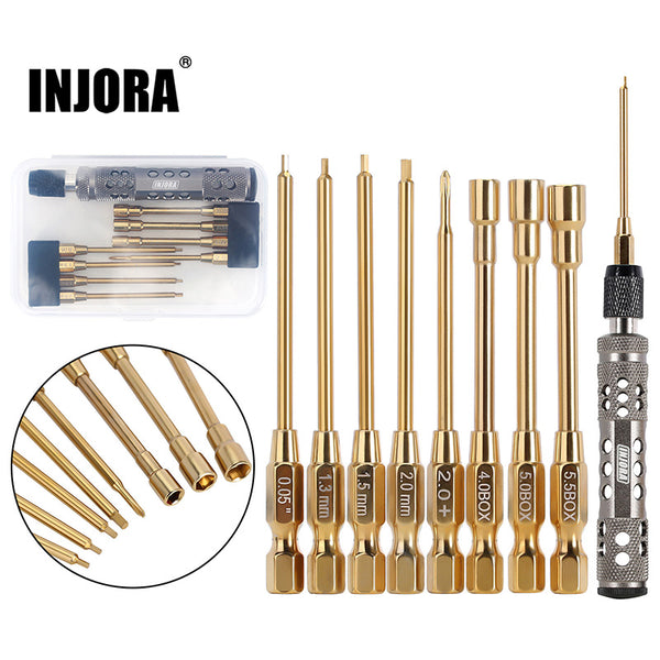 INJORA 8-in-1 Hex Screwdrivers Nut Drivers Quick Change RC Tool Kit for TRX4M SCX24 Ascent-18