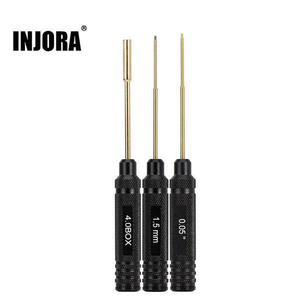 INJORA 3PCS 0.05" 1.5mm Hex & 4.0mm Nut Driver Small Screwdrivers RC Repair Tool Kit for SCX24 AX24
