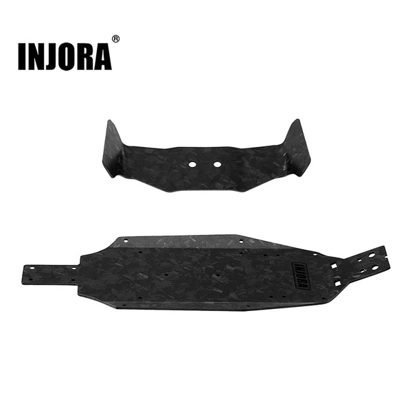 INJORA Forged Carbon Fiber Chassis & Rear Wing for 1/24 Buggy Losi Micro-B