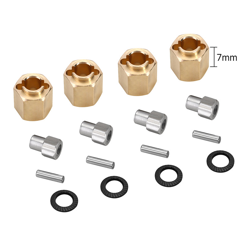 INJORA 4PCS 6/7/10mm Brass Wheel Hex Hub Extenders for 1/18 Redcat Asc