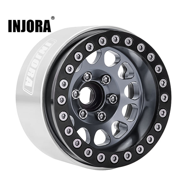 INJORA 1.9" Negative Offset 10.4mm Deep Dish Beadlock Wheel Rim for 1/10 RC Crawler (4) (W1949)