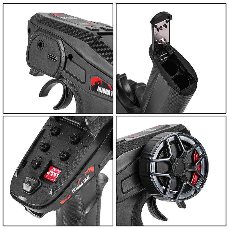 INJORA T6M 2.4GHz 6CH Radio Transmitter & Receiver Set For 1/24 1/18 RC Cars, Boats, Tanks
