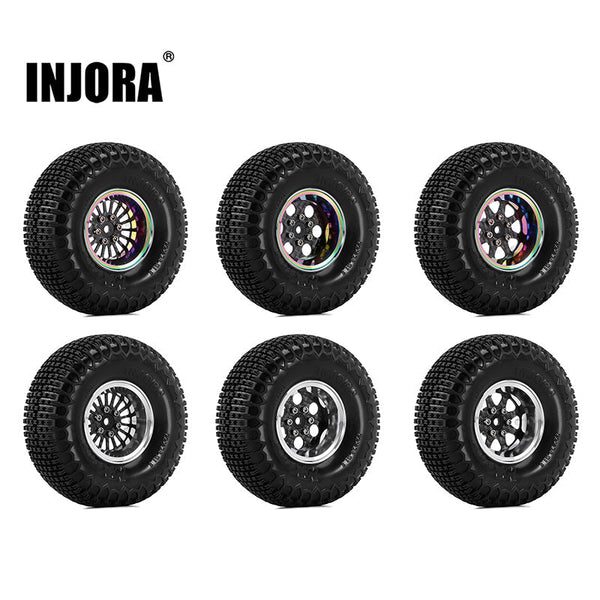 INJORA 1.3" ModuWheel Beadlock Wheels with XHX Pin Tires for 1/18 1/24 RC Crawler