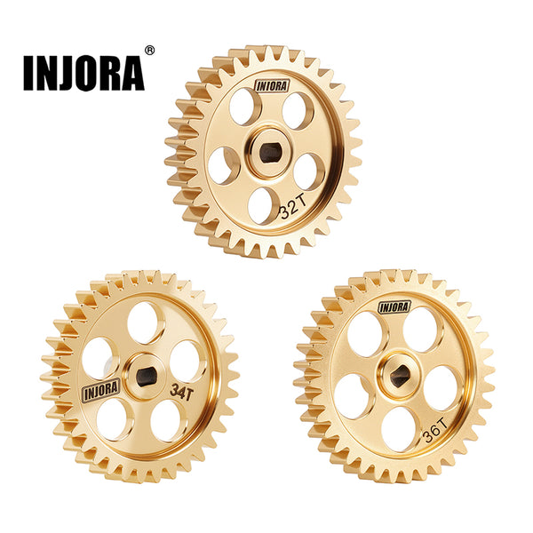 INJORA Brass Transmission Main Gear with Plastic Motor Pinion for Losi Micro-B Micro-T