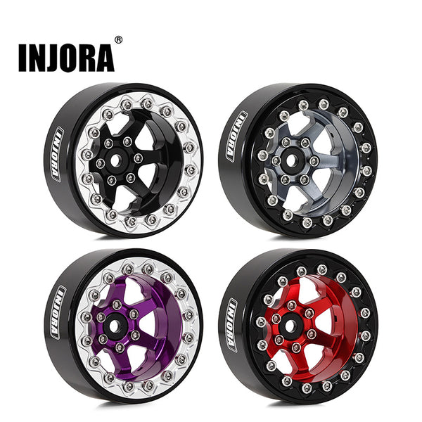 INJORA 1.3" -5.25mm Offset Aluminium Beadlock Wheels for 1/24 1/18 RC Crawler (W1313)