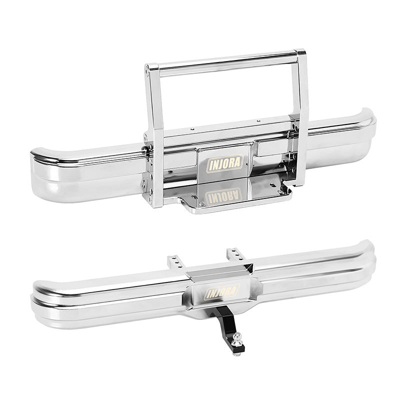 INJORA Aluminium Stoßstangen Für 1/10 FCX10 K10 - Verchromte Front & Heck Stoßstange