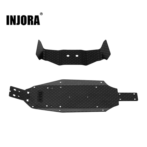 INJORA Carbon Fiber Chassis & Rear Wing for 1/24 Buggy Losi Micro-B