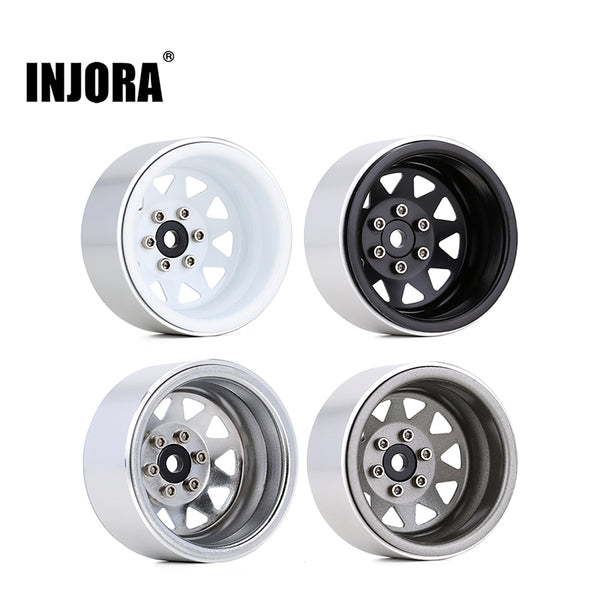 INJORA 4PCS 1.9" Negative Offset 8.9mm Deep Dish Beadlock Rims for 1/10 RC Crawler (W1940)