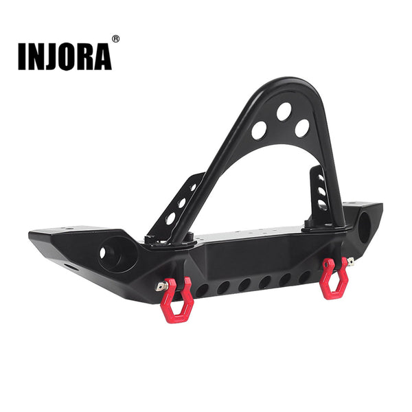 INJORA Black Metal Front Bumper with Lights for TRX4 SCX10 & SCX10 II