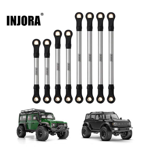 INJORA Stainless Steel Straight Chassis Links for 1/18 RC Crawler TRX4M Defender Bronco (4M-64)
