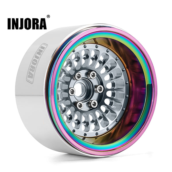 INJORA Turbine 2.2" Aluminum Beadlock Wheels Offset -10mm for 1/10 RC Crawler (4) (W2255)