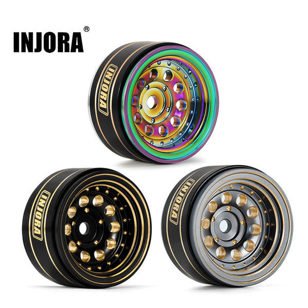 INJORA 1.0" 39g/pcs Brass Beadlock Wheels Negative Offset 2.65mm for 1/24 1/18 RC Crawlers (W1008)