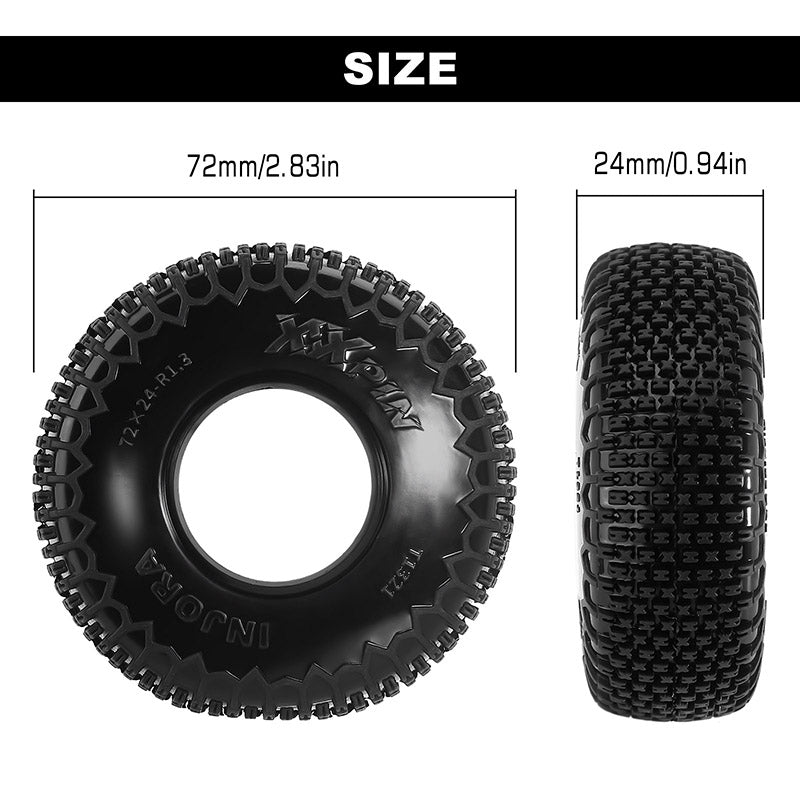 INJORA 1.3 XHX Pneus pour TRX4m SCX24, 72 * 24mm, Composé S5, 4 pièces