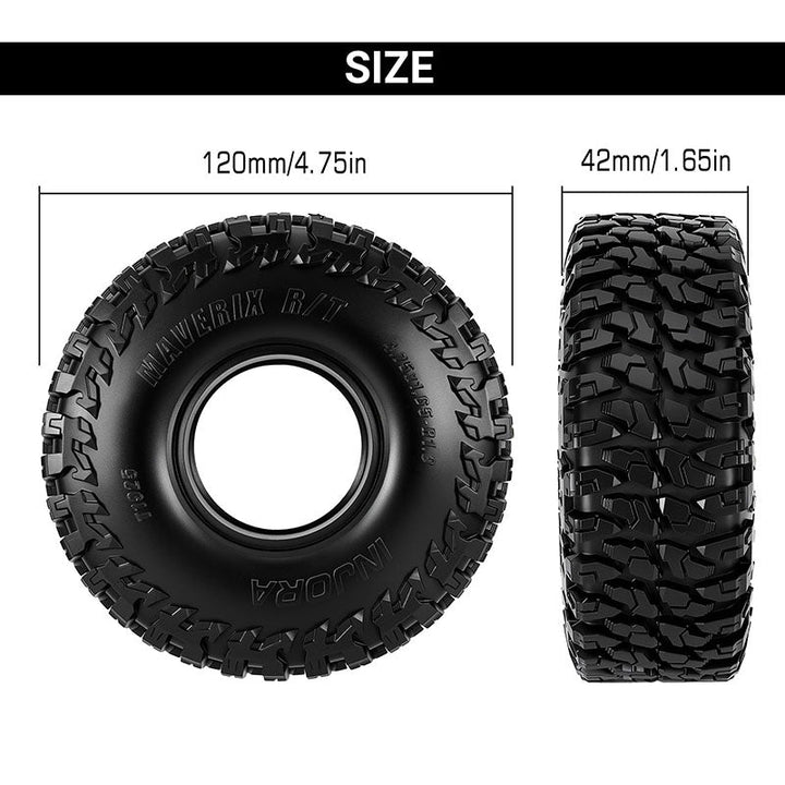 Pneus INJORA MAVERIX R/T 1.9″ – 120x42mm – Pour RC Crawler TRX4 SCX10 – Super Doux S5