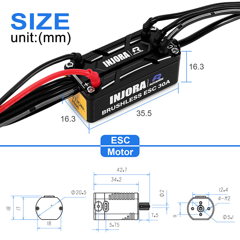 トラクサス　trx4m他　INJORA ROVERIN ブラシレスモーター Amazon.com: INJORA Roverin Waterproof FOC Power System Sensored
