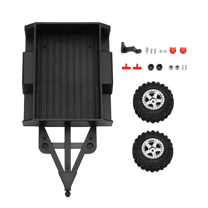 Remolque De Viaje Para RC Crawler TRX4M – Caravana A Escala Con Ruedas De Nailon, Compatible Con Paragolpes INJORA, En Colores Blanco, Verde Y Plateado