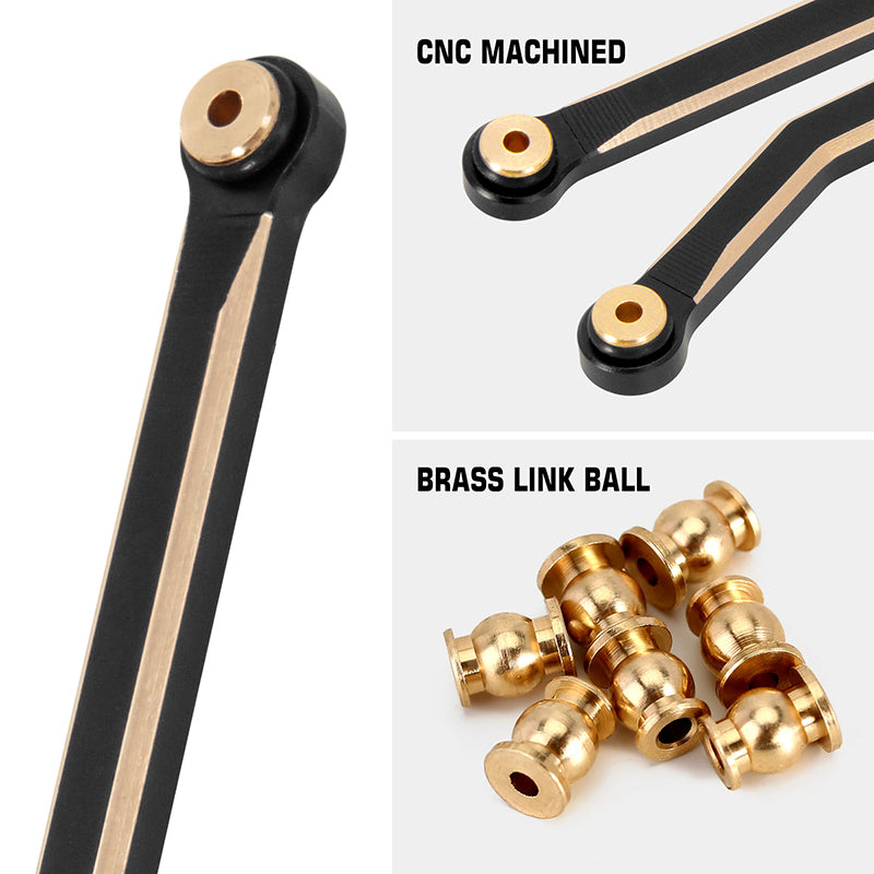 INJORA 8PCS Black Brass High Clearance Links Set for 1/24 Axial SCX24