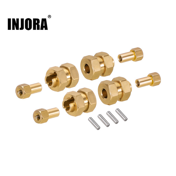 INJORA 4PCS Brass Wheel Hex Hub +5mm Extenders for Axial SCX24 AX24