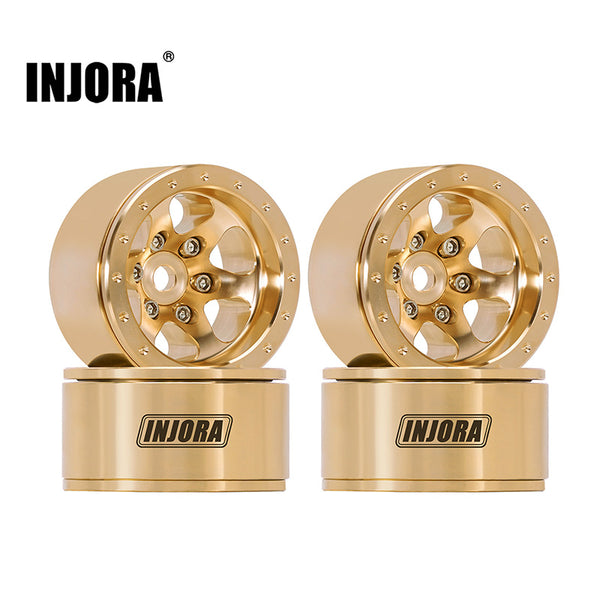 INJORA 1.0" 40g/pcs Brass Beadlock Wheels Offset  -4.7mm for 1/24 1/18 RC Crawler