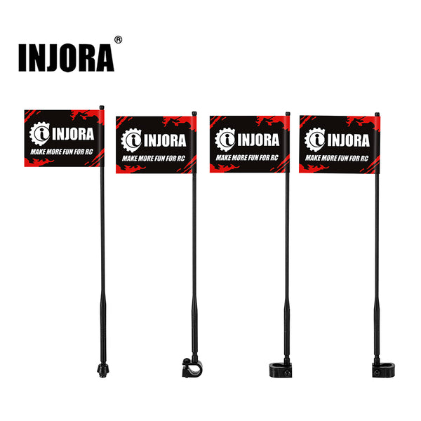 INJORA 4PCS 147mm Decoration Antenna with Flag for 1/10 RC Crawler