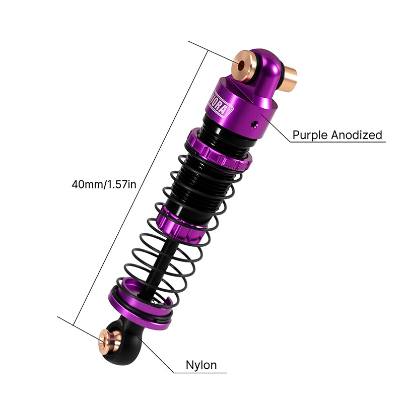 INJORA 40mm Big Bore Oil Shock Absorber for 1/24 SCX24 FCX24M