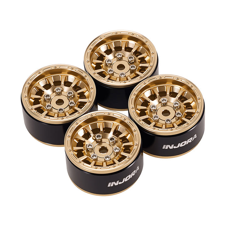 Injora 1.0 Plus Brass Beadlock Wheels for 1/24 1/18 RC Crawler YQW-1109BK Injora 1.0 Plus Brass Beadlock Wheels for 1/24 1/18 RC Crawler YQW-1109BK