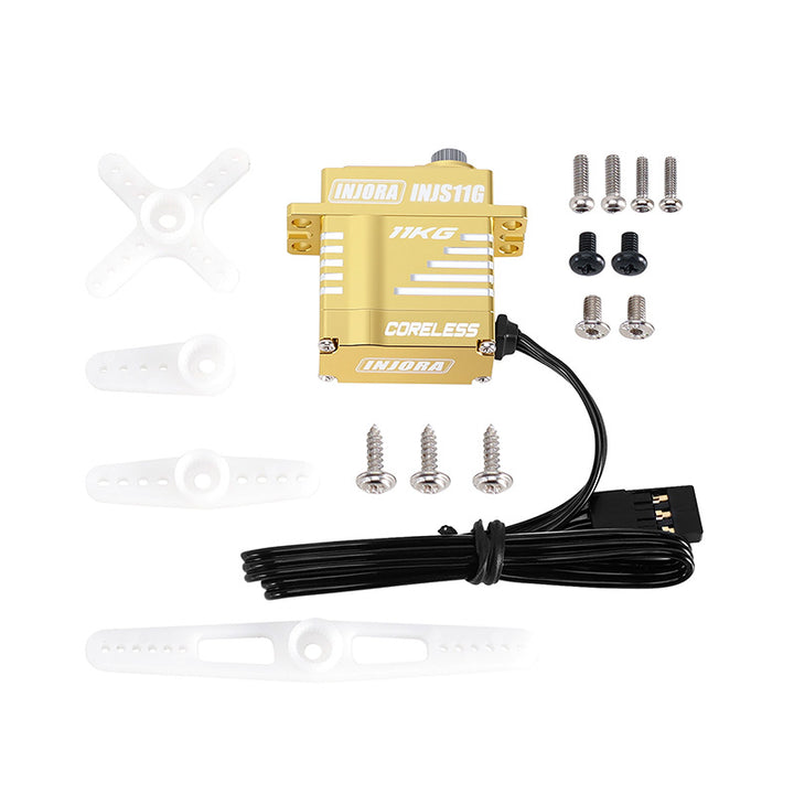 INJORA Servo Micro Coreless 11KG Con Engranajes Metálicos | Ideal Para 1/18 Y 1/24 RC Crawler