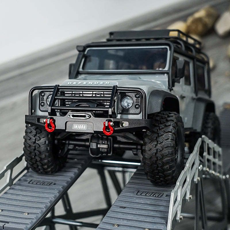 TRX4M ディフェンダー ピックアップカスタム フルオプション INJORA CNC Aluminum Front Rear Bumper with Lights for 1/18 TRX4M Defen