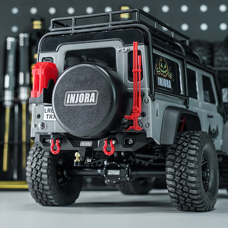 INJORA CNC Aluminum Front Rear Bumper with Lights for 1/18 TRX4M Defen