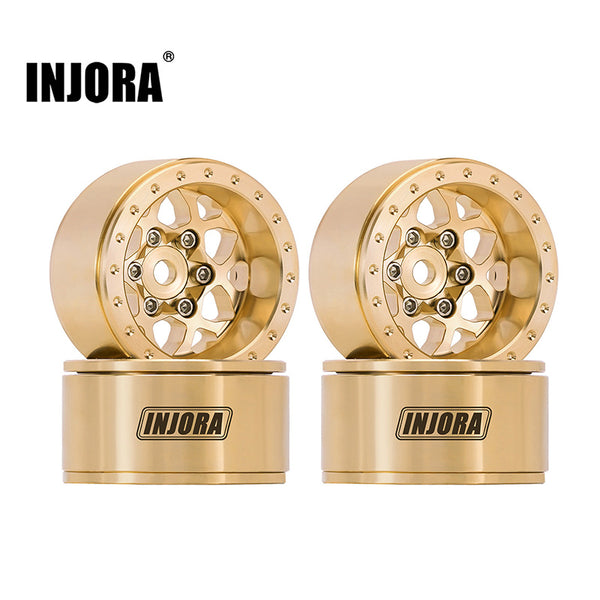 INJORA 1.0" 35g/pcs Brass Beadlock Wheels Offset  -4.7mm for 1/24 1/18 RC Crawler