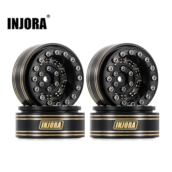 INJORA 1.3" 81g/pcs Super Heavy Brass Beadlock Wheels for 1/24 1/18 RC Crawler