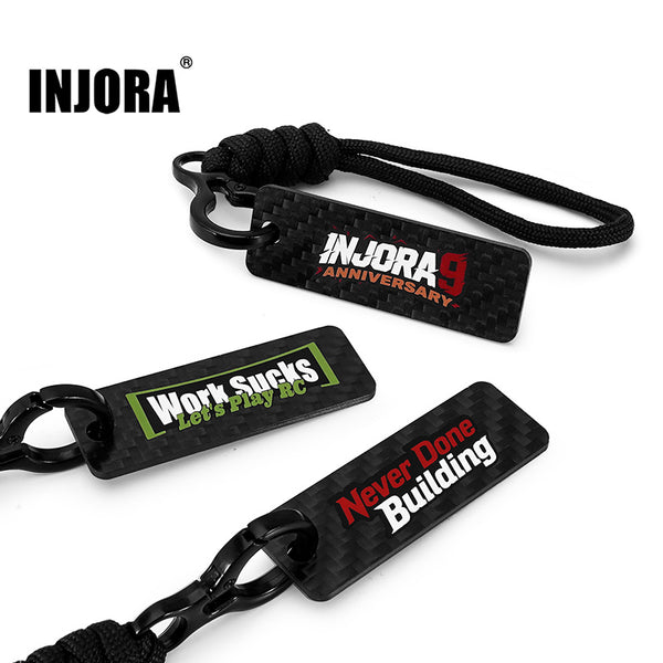 INJORA Carbon Fiber Lanyard Keychain with Logo Tag
