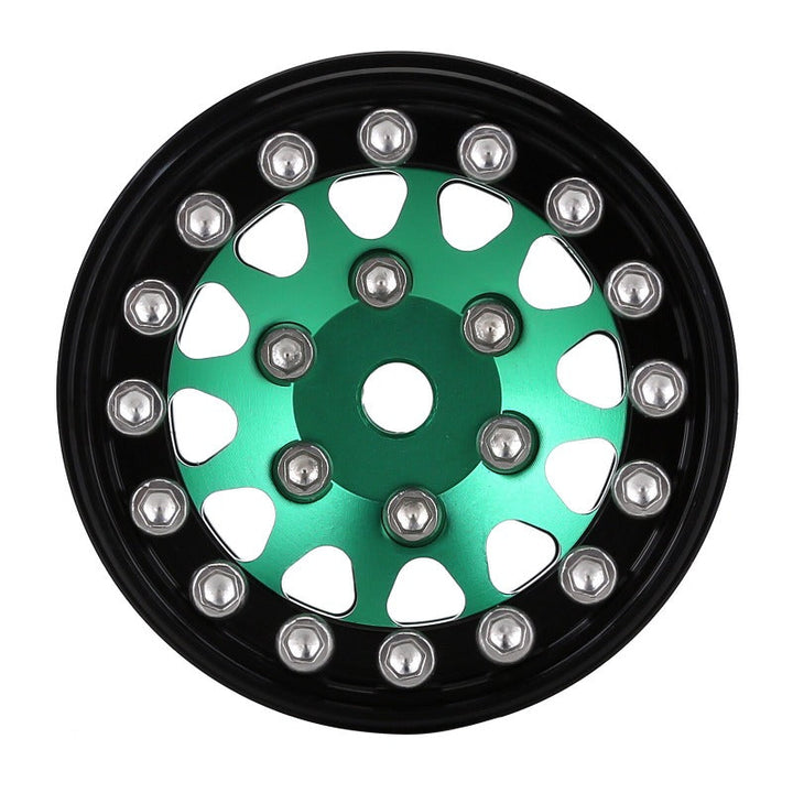 1.0" 12-spoke black and green Scx24 Wheel Rim front