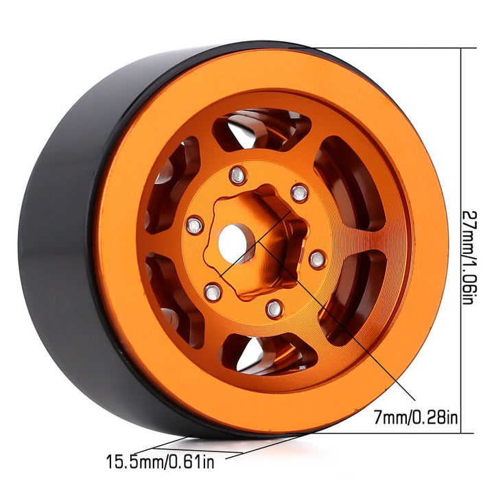 1.0" Golden Scx24 Wheel Rim back with size markings