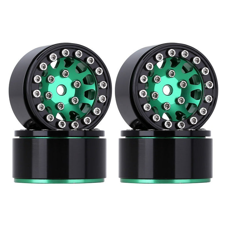 4PCS 1.0" 12-spoke black and green Wheel Rims front