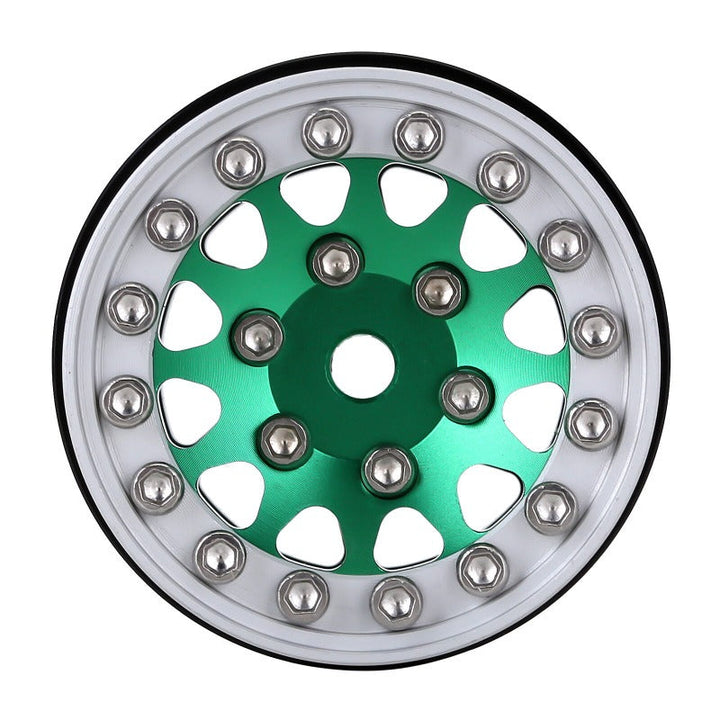 1.0" 12-spoke Silver and green Scx24 Wheel Rim front