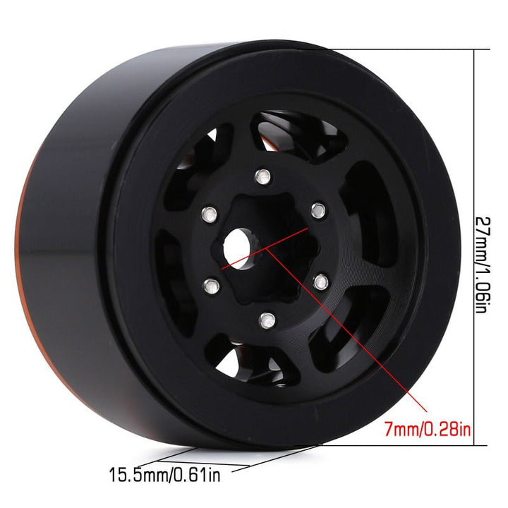 1.0" black Scx24 Wheel Rim back with size markings