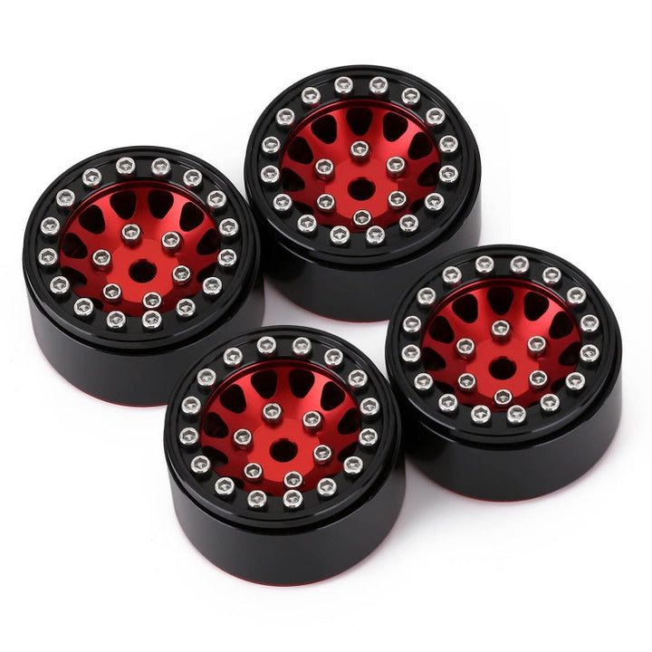 4PCS 1.0" 12-spoke Red Wheel Rims Top