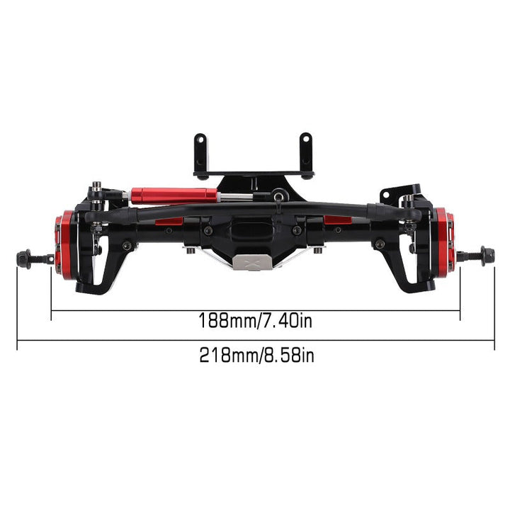 Black Front Portal Axle with Protector with dimensions marking