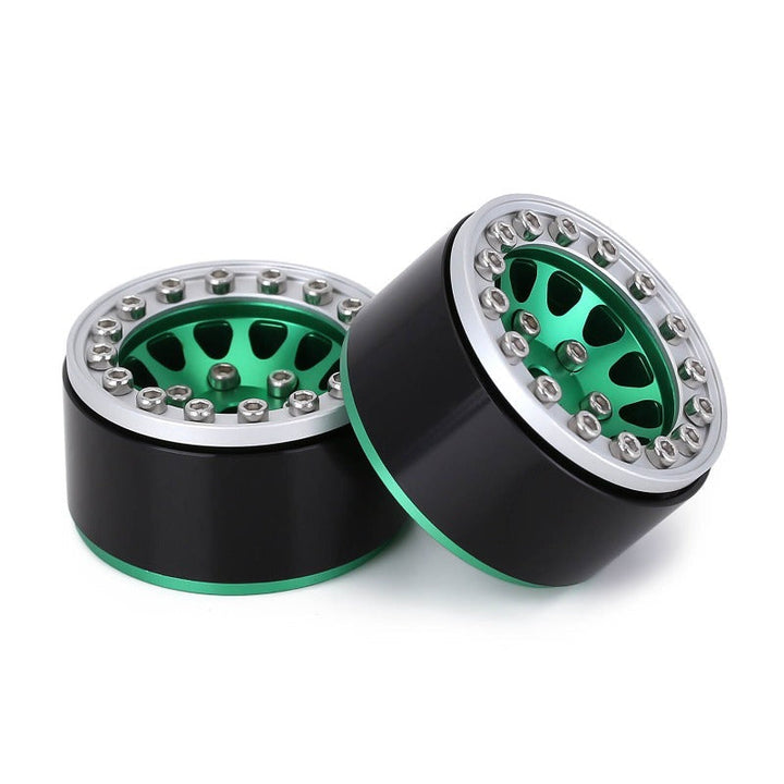 2PCS 1.0" 12-spoke Silver and green Wheel Rims