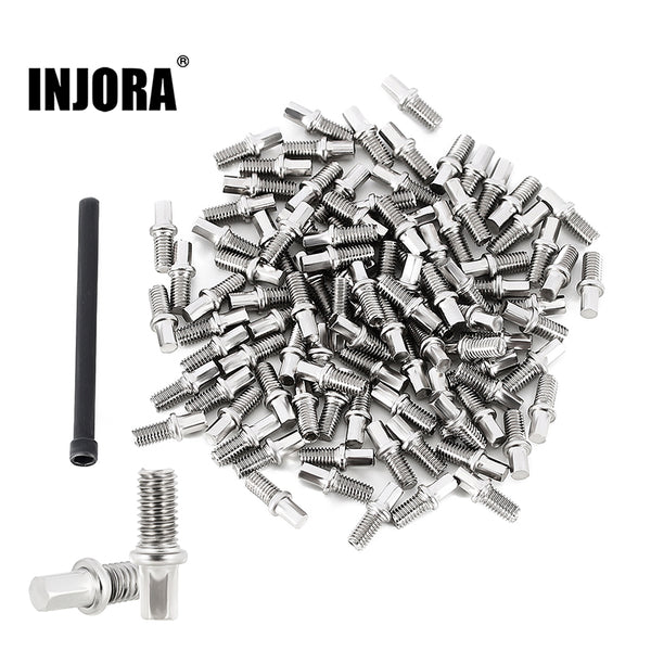 INJORA 100Pcs M3*6mm Stainless Steel Hub Screws for 1/10 RC Crawler Wheels