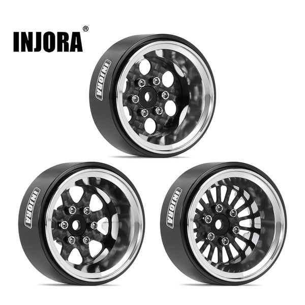 INJORA 1.3" ModuWheel Silver Beadlock Wheels Negative Offset for 1/18 1/24 RC Crawlers