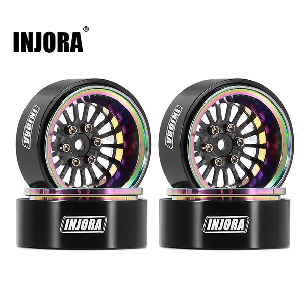 INJORA 1.3" ModuWheel Rainbow Beadlock Wheels Negative Offset for 1/18 1/24 RC Crawlers
